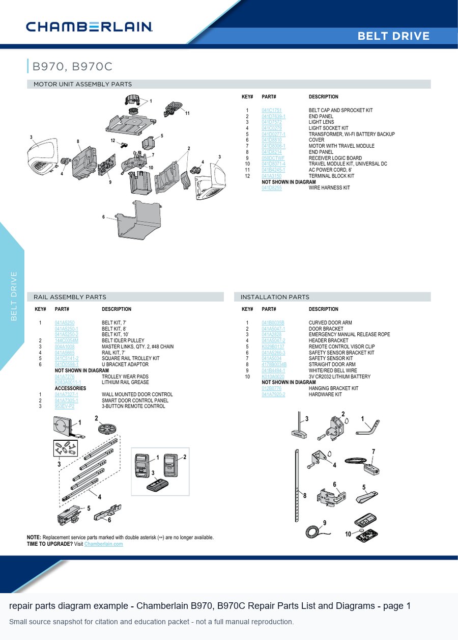 repair parts diagram example